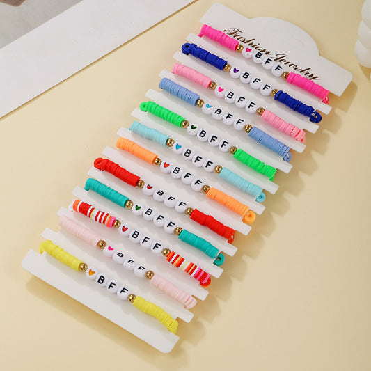 Women's High-grade Bridal Team Colorful Polymer Clay Love Bracelets