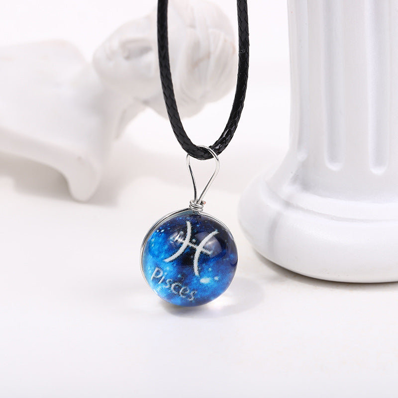 Starry Sky Luminous Twee Constellation Glass Mori Fresh Clavicle Chain Necklace