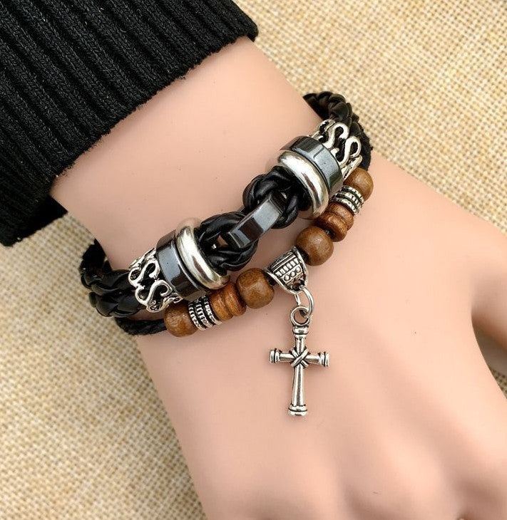 Women's & Men's Casual Retro Cowhide Hand Weaving British Bracelets