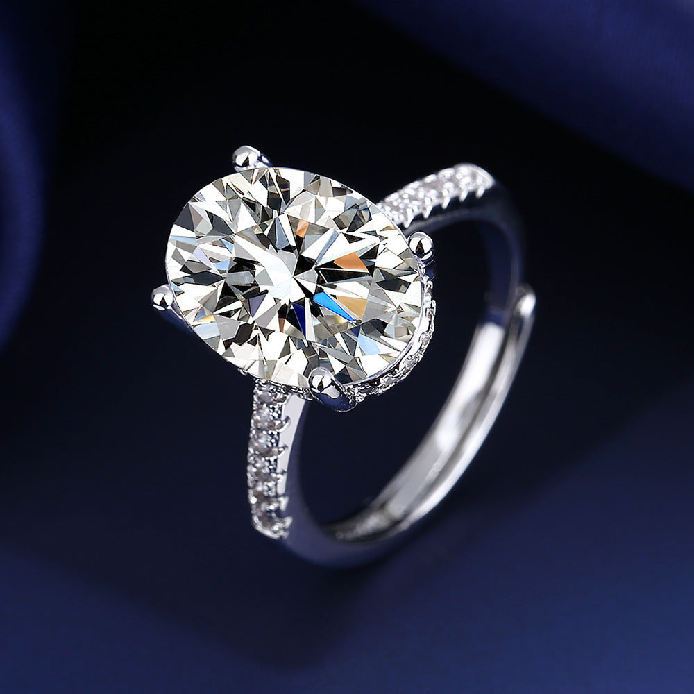 Eight Hearts Arrows Zircon Imitation Moissanite Female Male Six Claw Ring