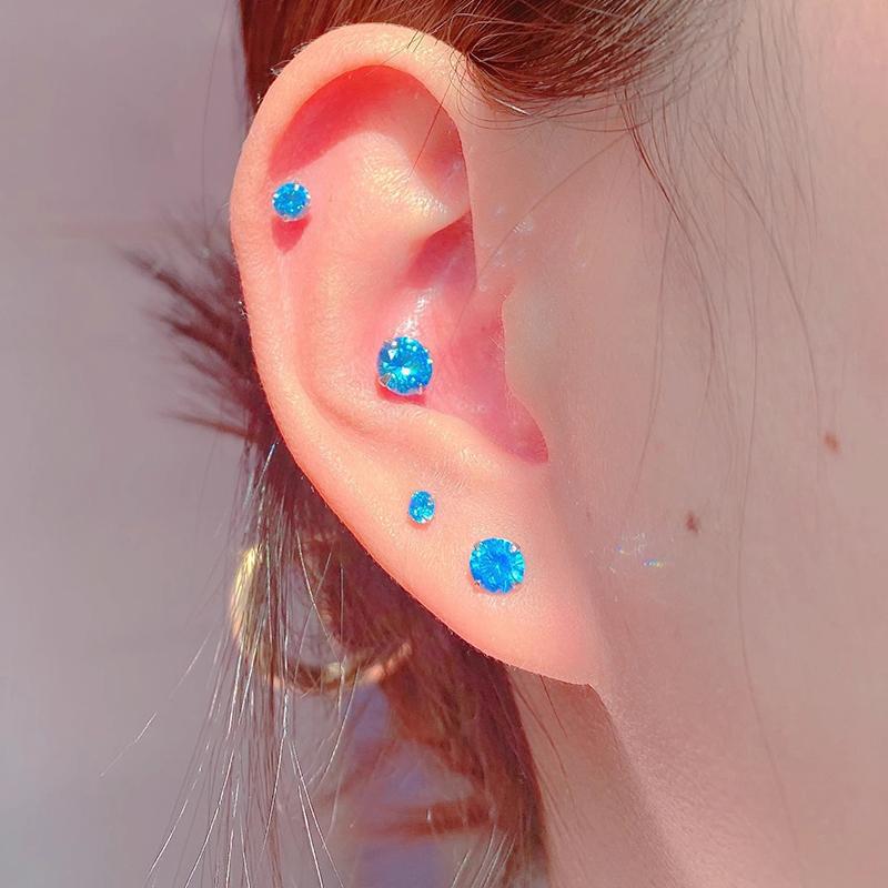 Women's Ocean Blue Sterling Sier Round Zircon For Affordable Luxury Fashion Rings