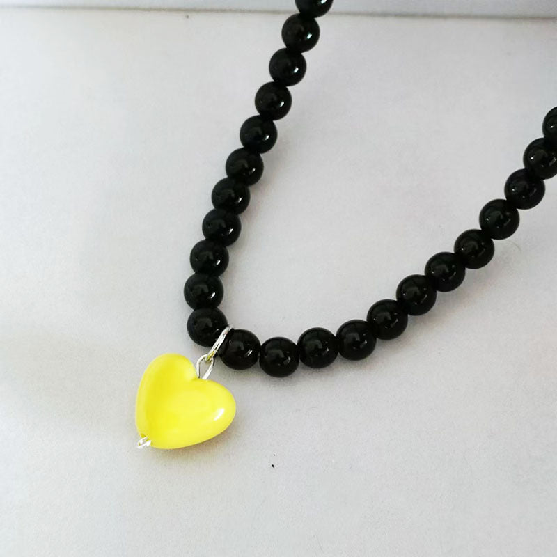 Women's Red Heart Beaded For Niche Design Necklaces