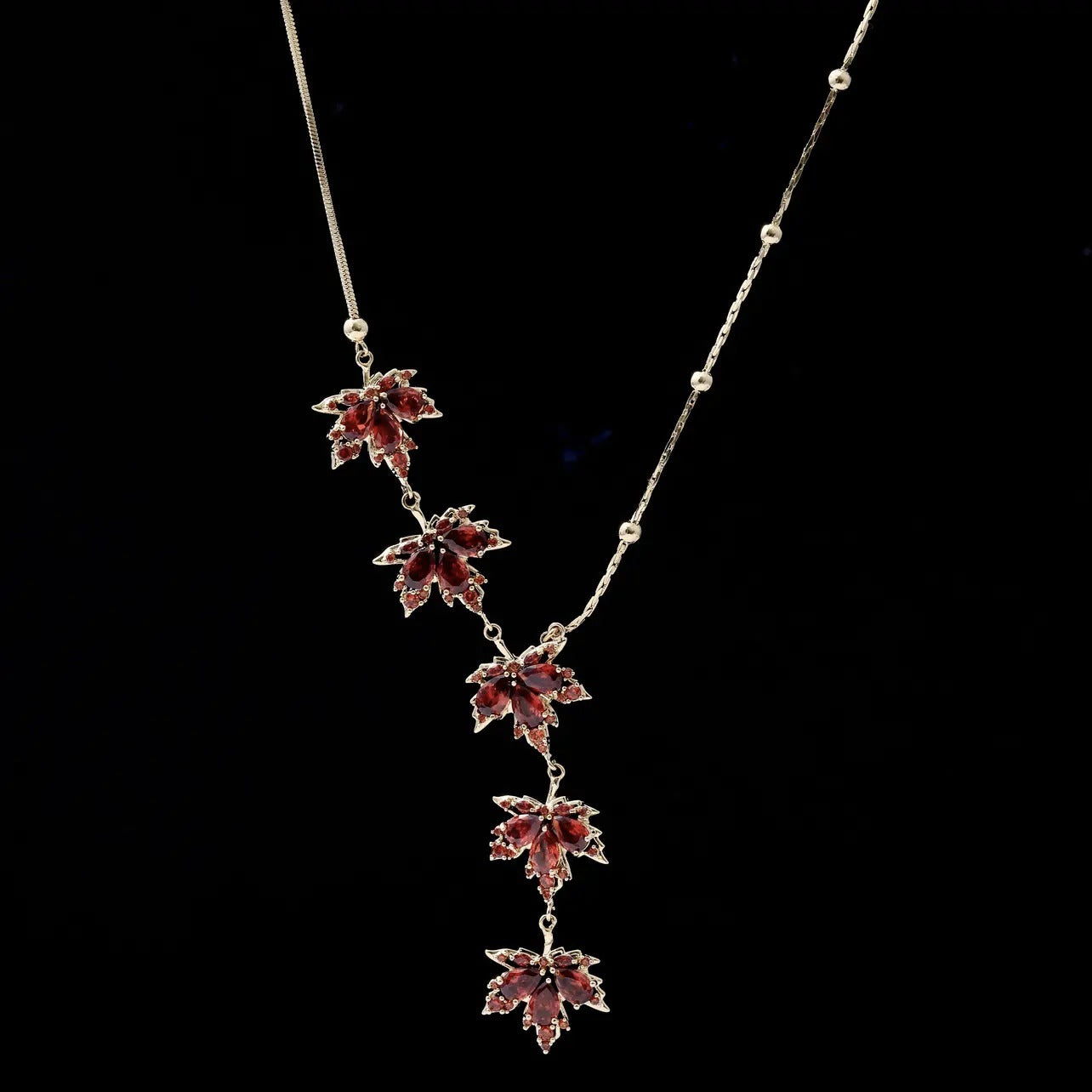 Leaf Sweater Chain Clavicle Crystal Zircon Necklaces