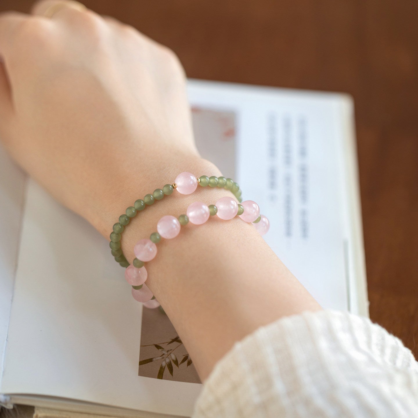 Women's Crystal For Attracting Male Pink Chinese Chalcedony Lucky Bracelet