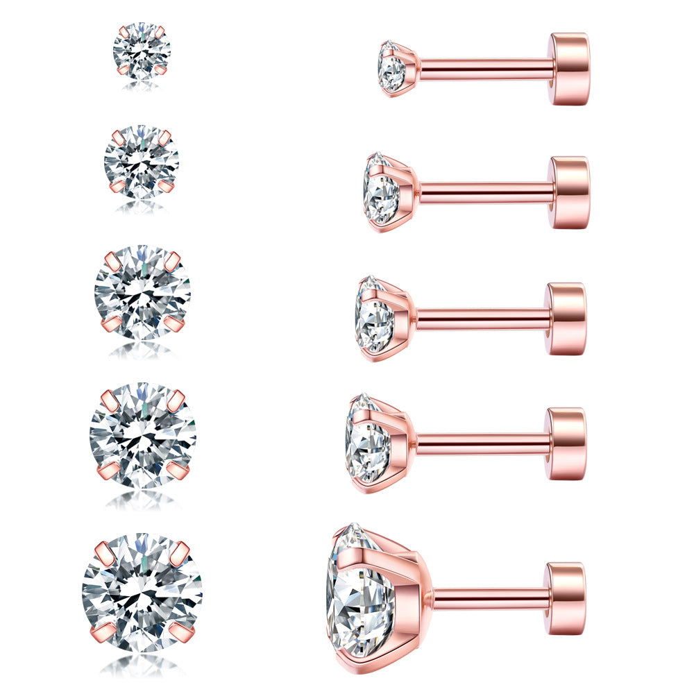 Fashion Zircon Personality Titanium Steel Claw Stud Earrings