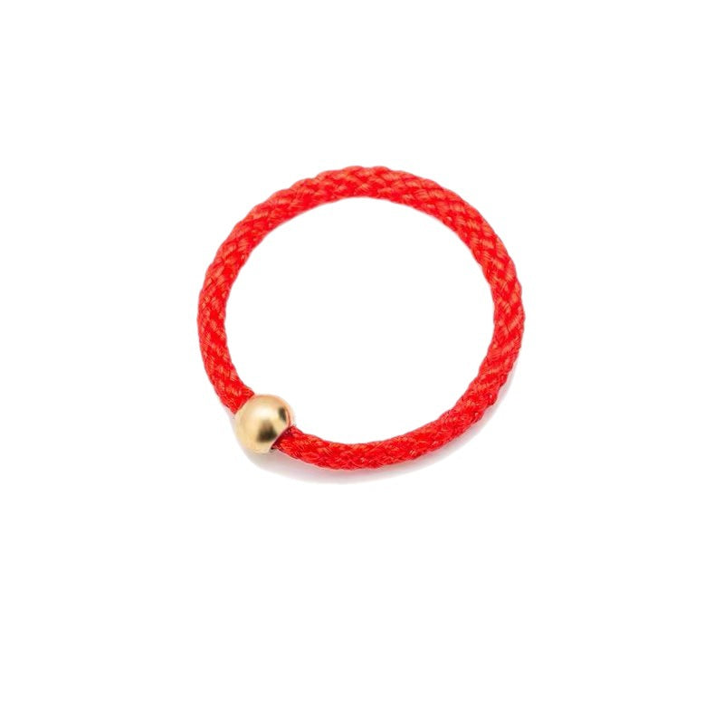 Small Golden Beads Black Rope Lucky Female Couple Rings