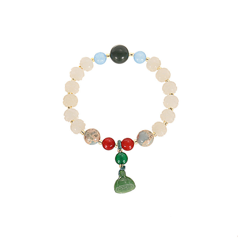 Pumpkin Lotus Beads White Jade Bodhi Rich Flower Charcoal Bracelets