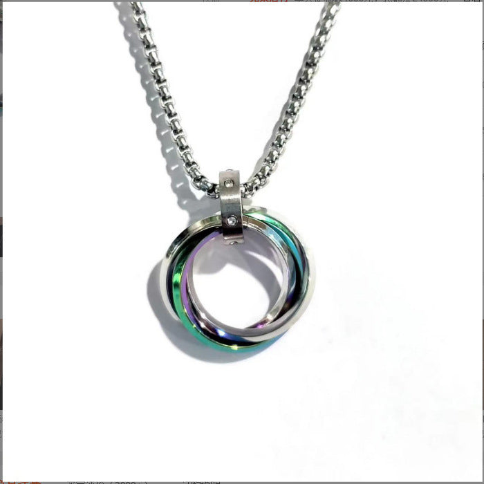 Women's & Men's Hop Titanium Steel Sweater Chain Three Niche Stainless Necklace