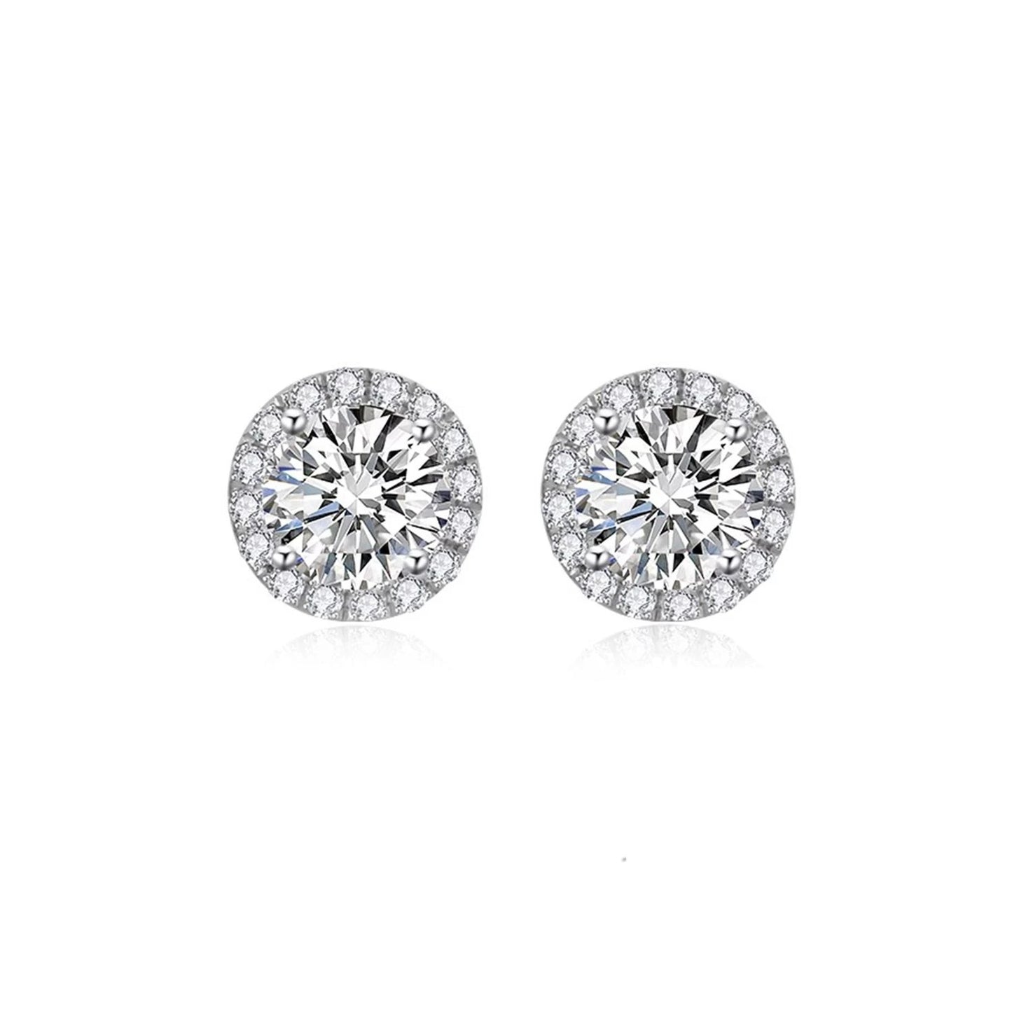 Micro Diamond Zirconium Princess Round Bag Stud Earrings