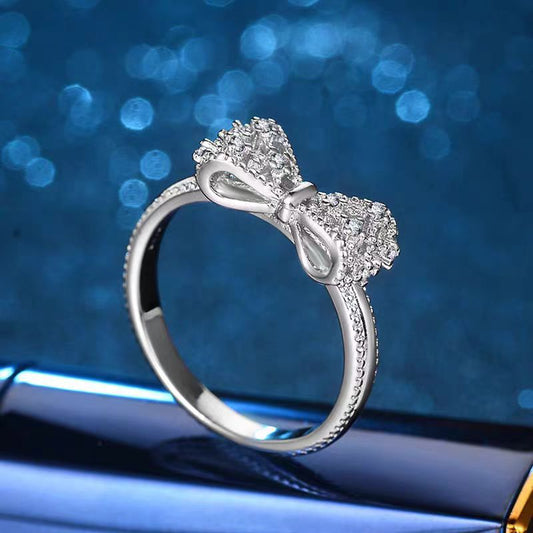 Light Luxury Exquisite White Gold Plated Butterfly Micro Inlaid Zircon Ring