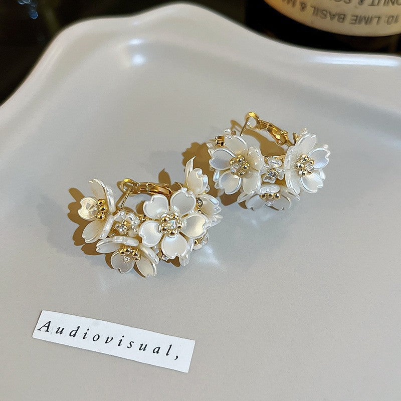 Needle Raffia Fabric White Flower Light Luxury Rings