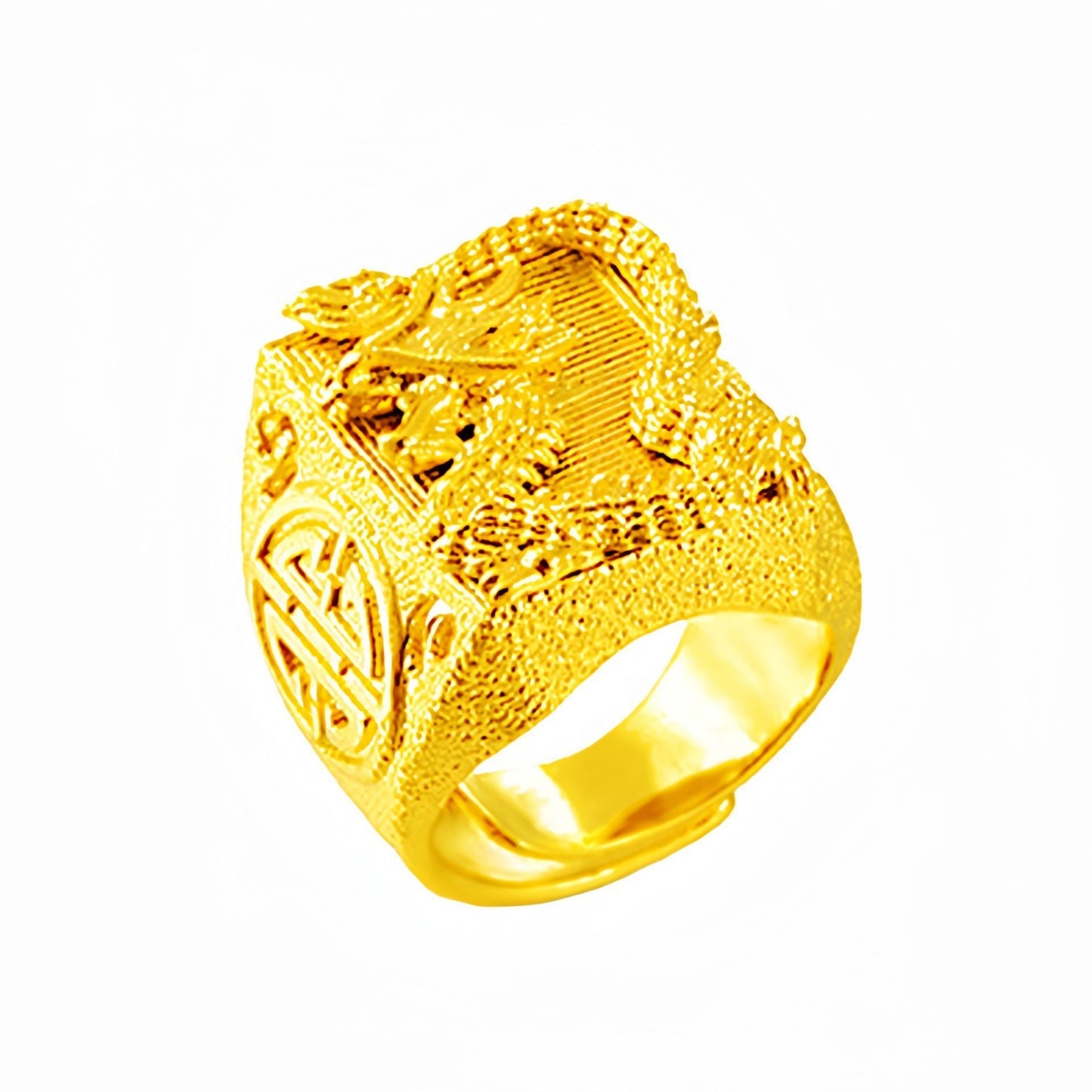 Men's Imitation Auspicious Dragon Open Man's Advanced Gold Ring