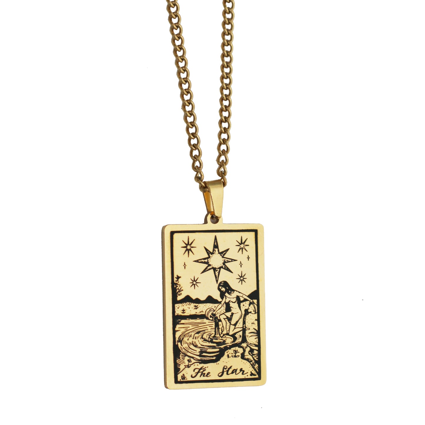 Zhang Tarot Titanium Steel Retro Rectangular Necklaces