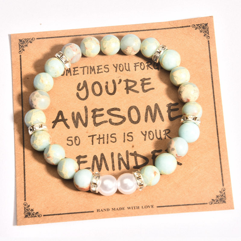 Listed Stone Pink Zebra Elastic String Imitation Bracelets