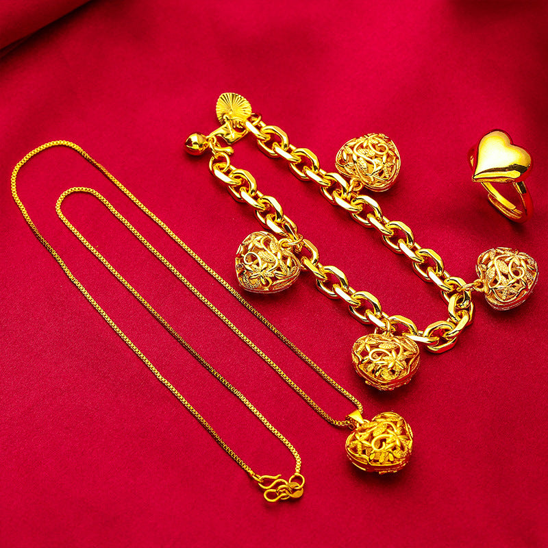 Vietnam Placer Gold Heart Hollow Out Bracelets