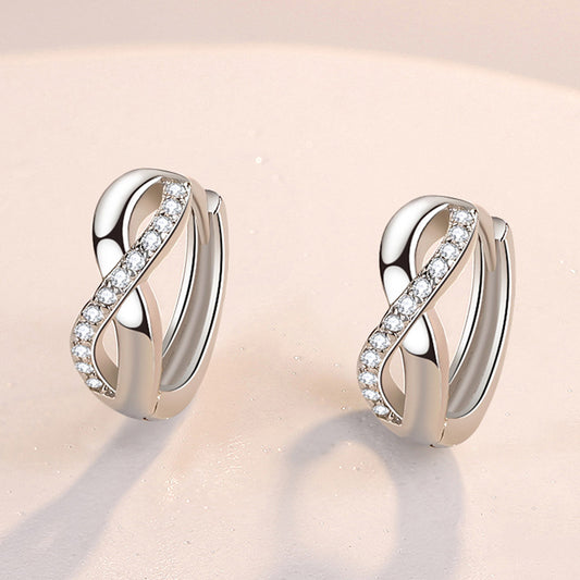Twisted Circle Ear Clip Diamond Korean Stud Earrings