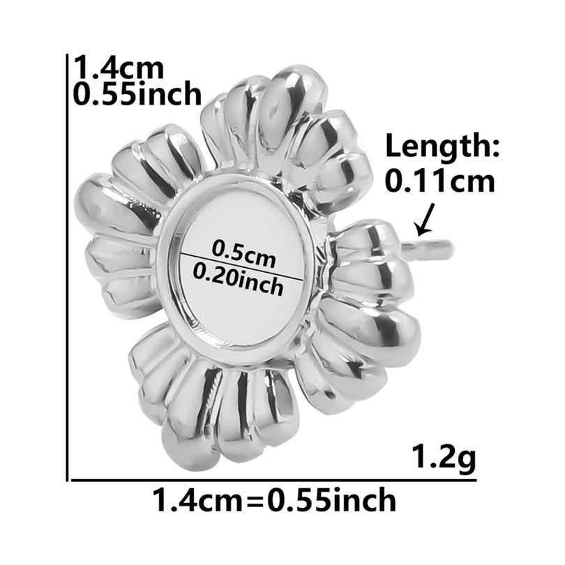 Stainless Steel Round Base Support Titanium Piercing Ear Clip Stud Earrings