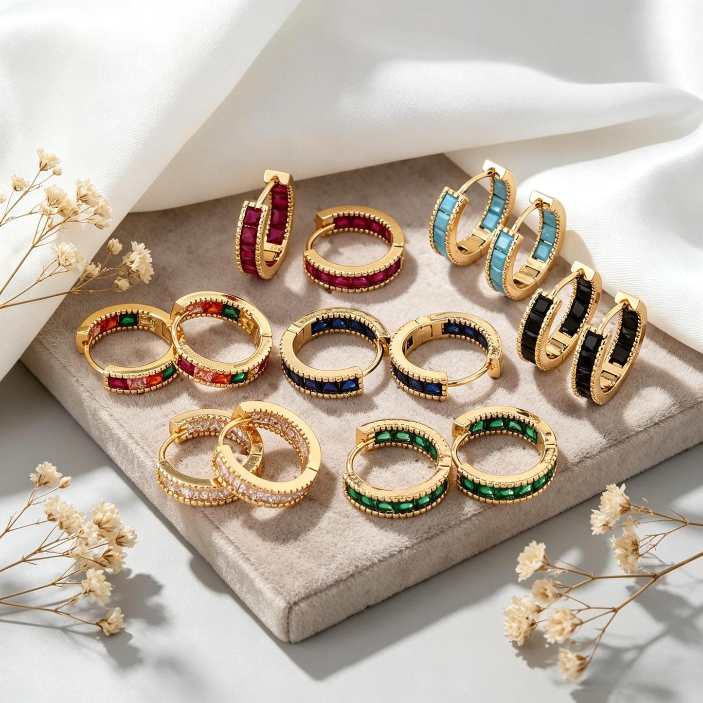 Color Square Zircon Shaped Clip Optional Fashion Full Diamond Ear Buckle