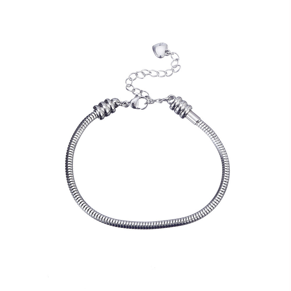 Women's & Men's Metal Stainless Steel Waterproof Colorfast Snake Bone Wear Chain Pan Bracelet