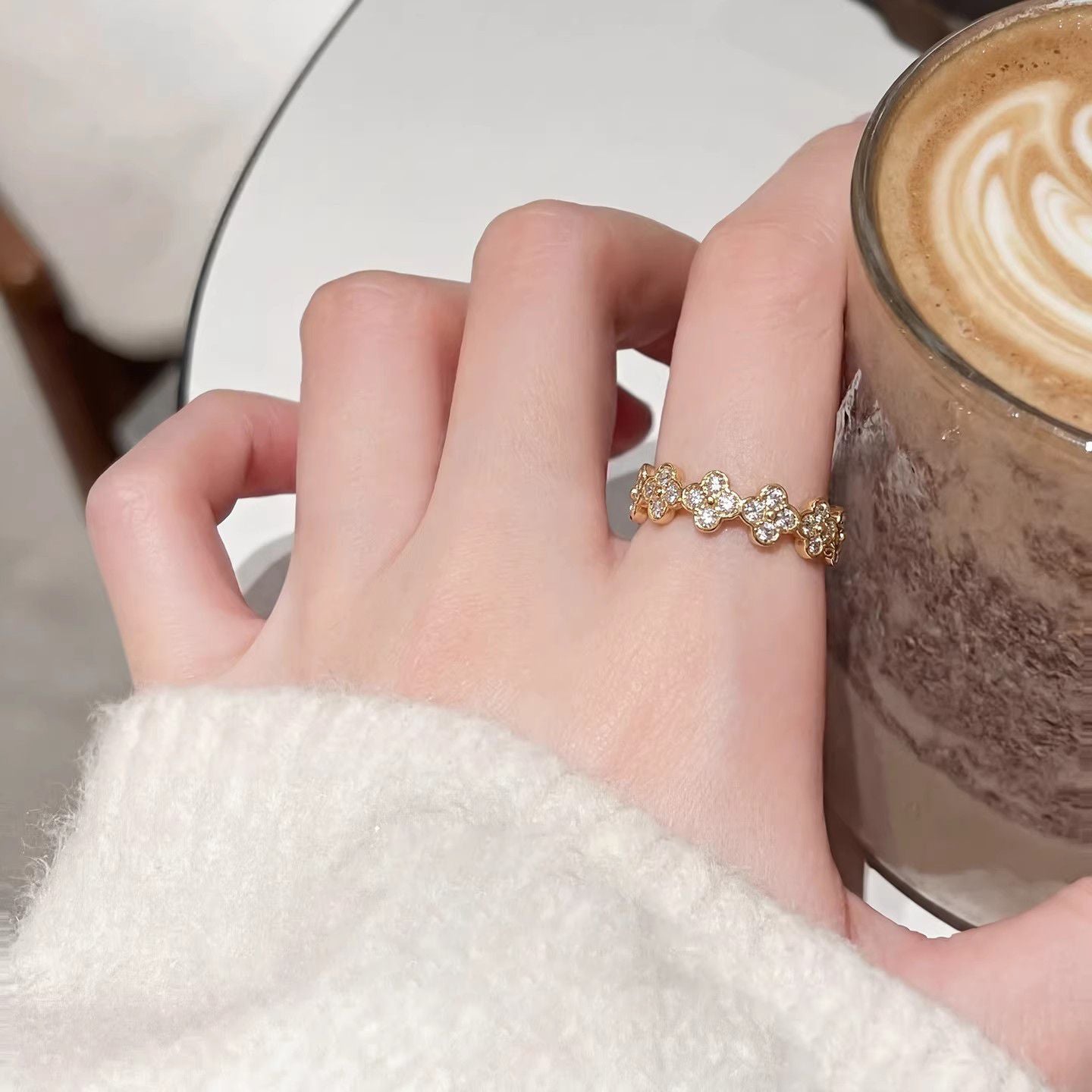 Zircon Simple Female Opening Adjustable Index Finger Light Luxury Rings