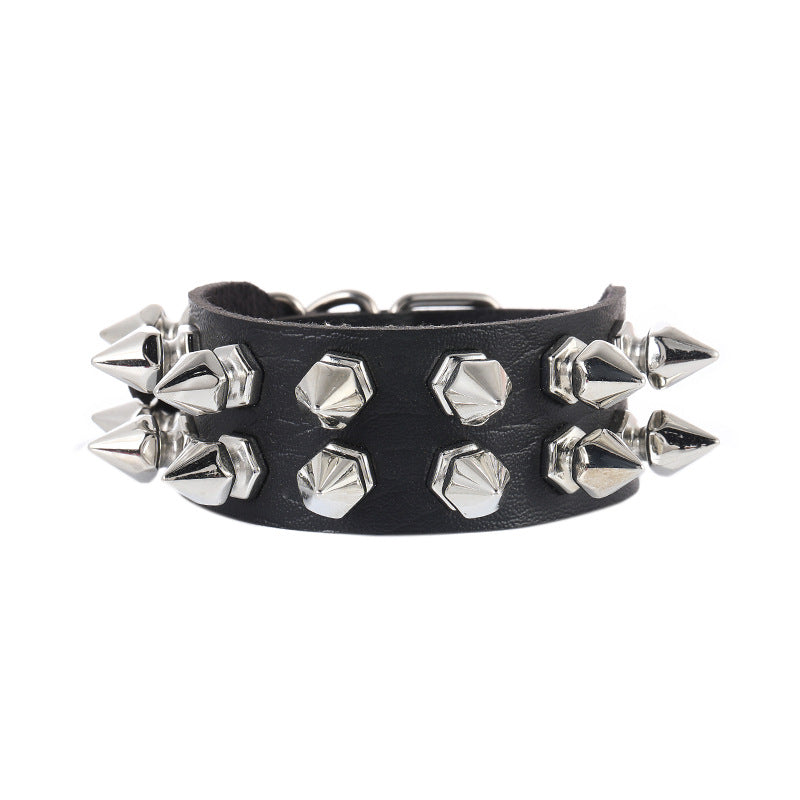 Rock Pointed Rivet Exaggerated Personalized Double Bracelets