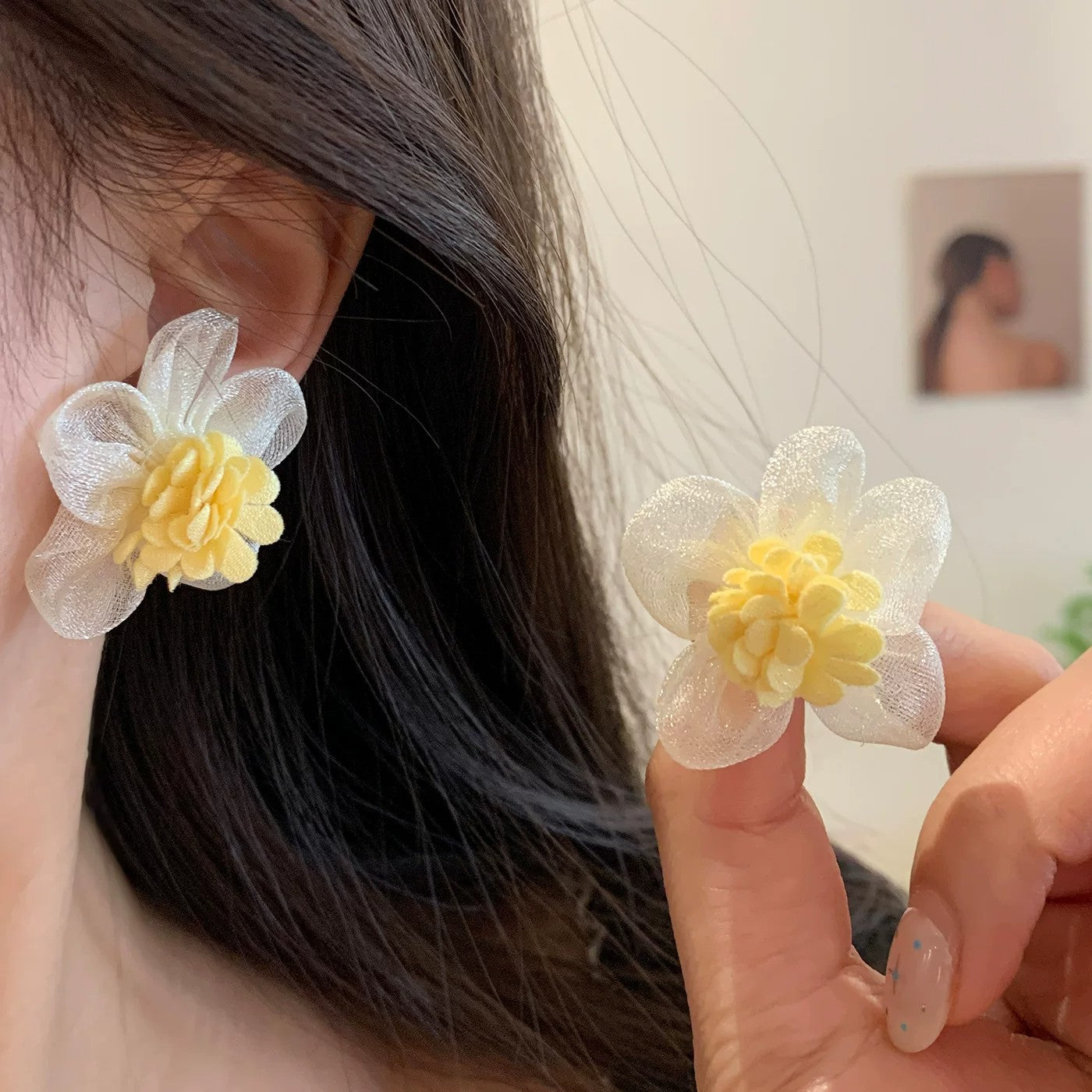 Women's Fabric Flower High-grade Sweet Elegance Vacation Rings
