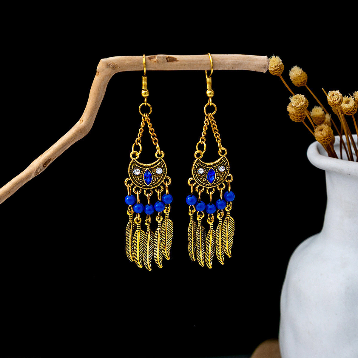 Metal Alloy Retro Ethnic Style Geometric Water Drop Round Bell Earrings