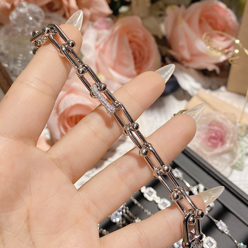 Camellia Bright Luminous Platinum Series Plated Zircon Super Flash Light Bracelet