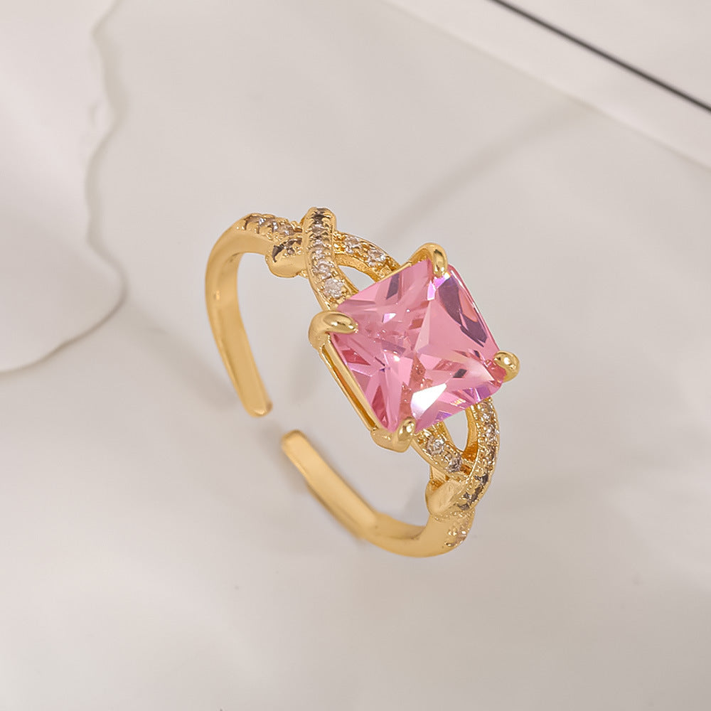 Women's Open-end Zircon Fashionable Classy Simple Cold Feeling Goddess Rings