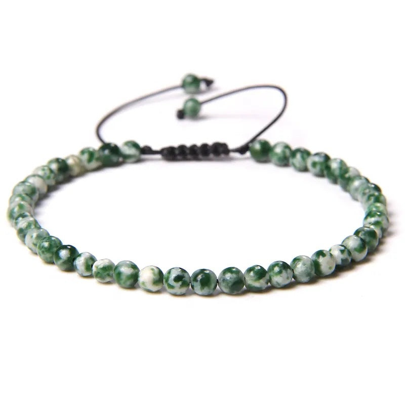 Agate Stone Braided Adjustable Gemstone Beads Bracelet