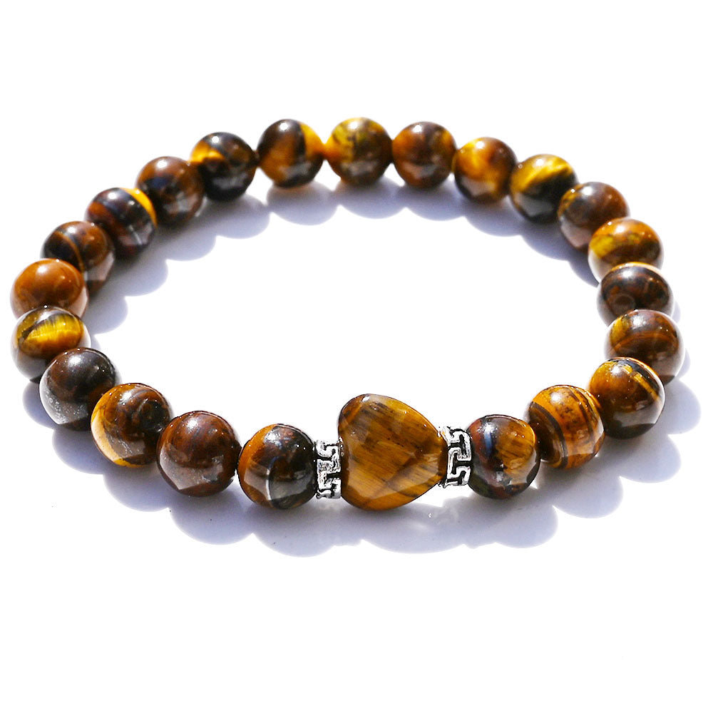 Agate Amethyst Yard Love Heart Tigereye Head Bracelets