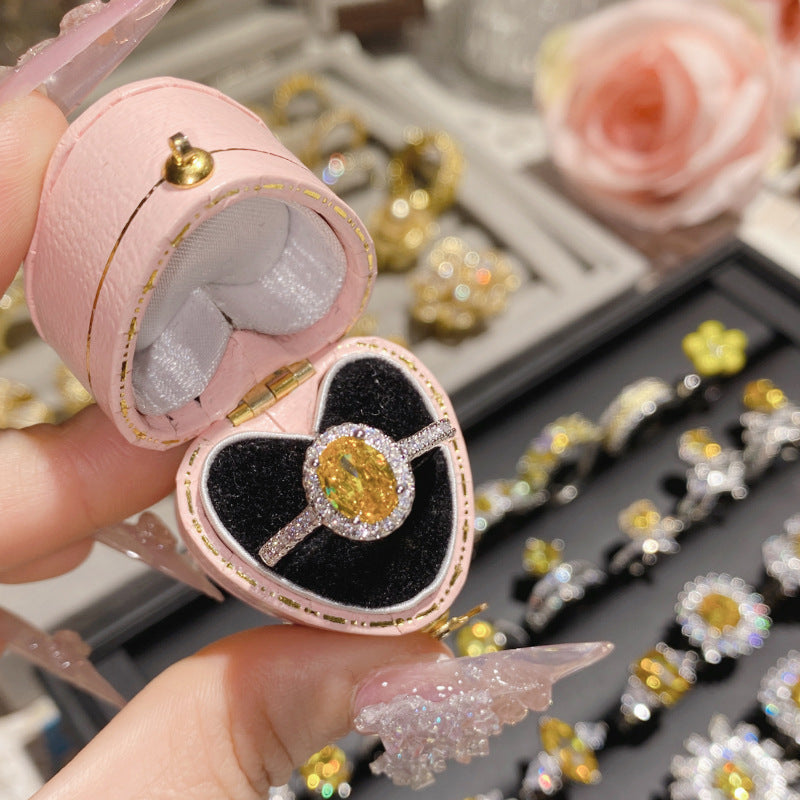 Camellia Fashion Romantic French Golden Rhinestone Gold Plated Ring