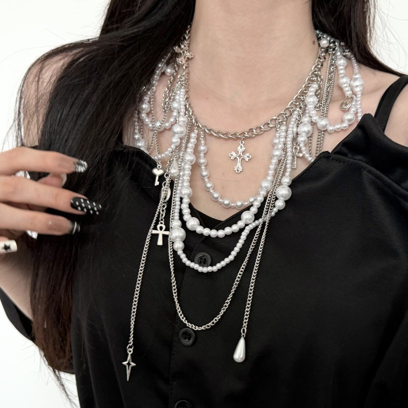 Wind Pearl Tassel Waist Chain Retro Multiple Wearing Necklaces