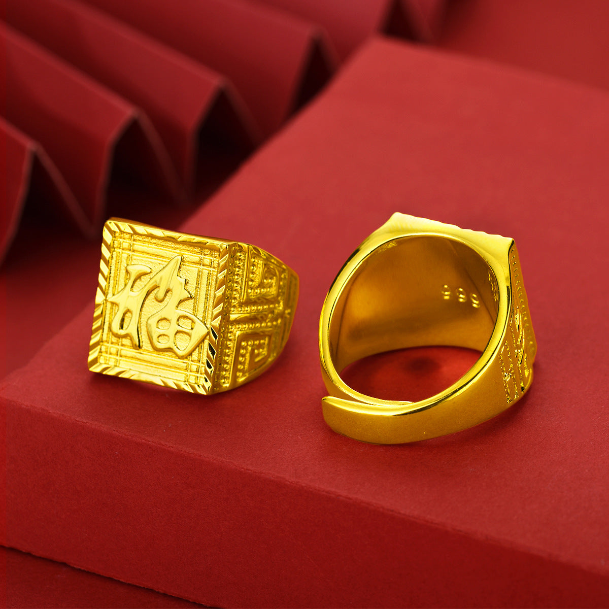 Men's Brass Gold-plated Gold Shop Alluvial Open Color Ring