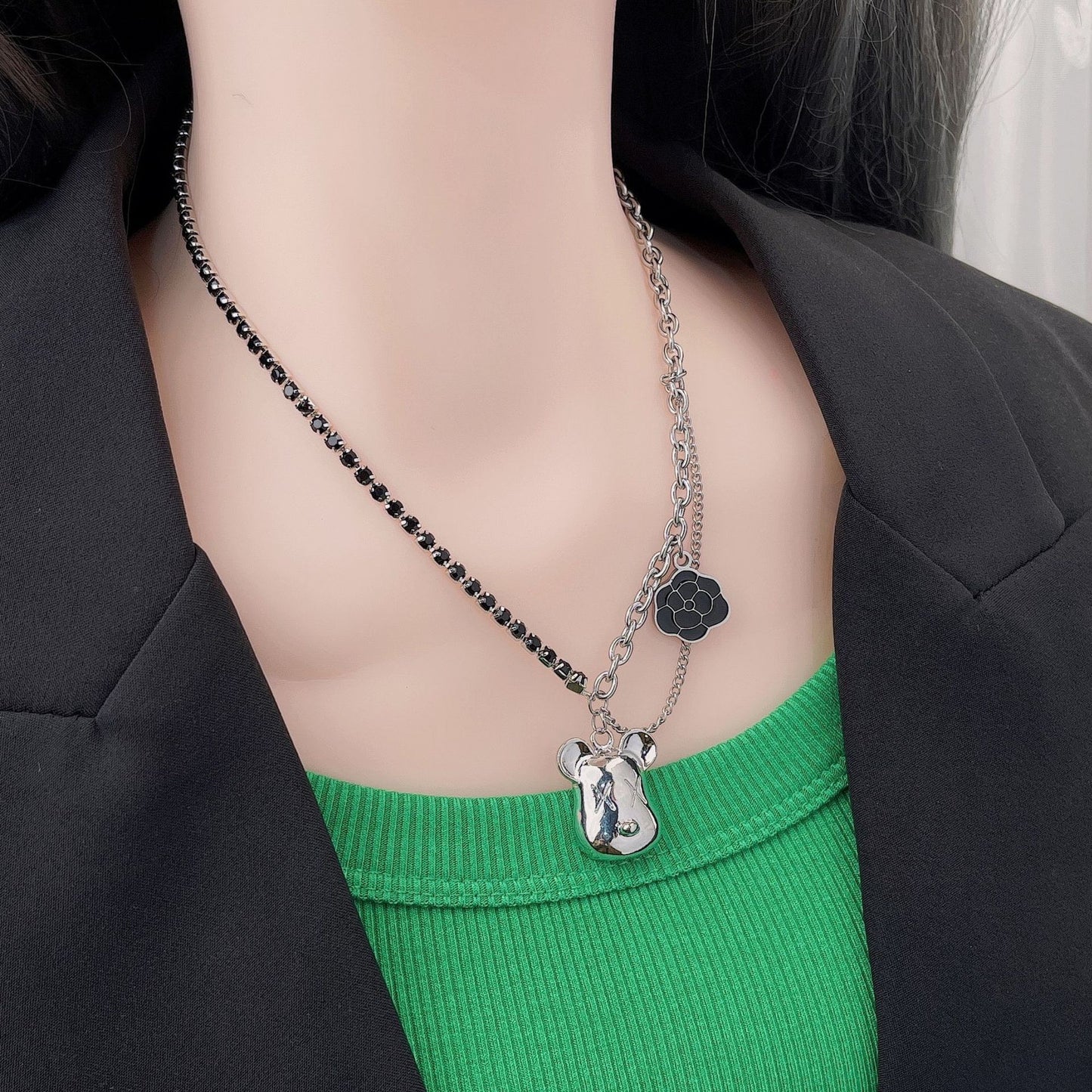 Bear Sweater Chain Female Long Design Necklaces