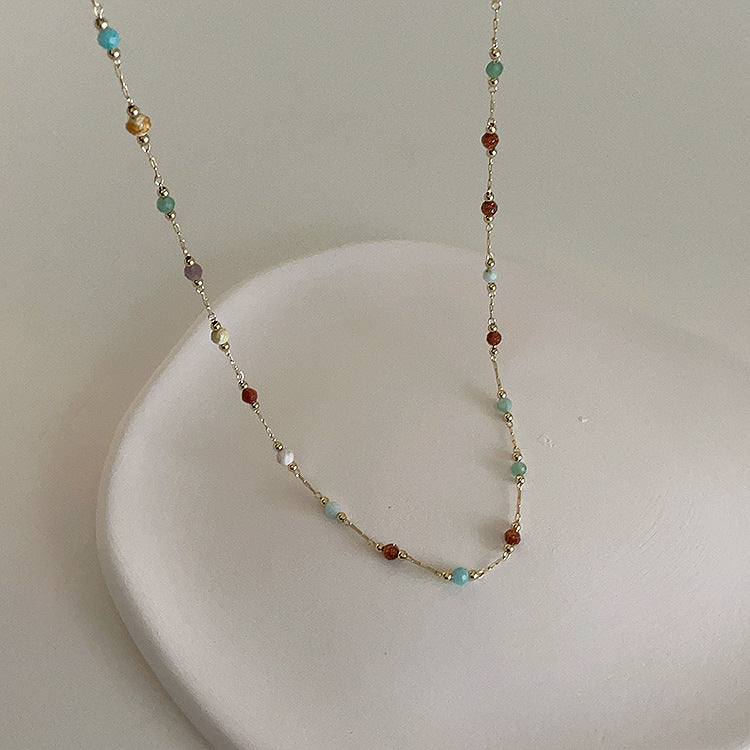 Colorful Natural Stone Crystal String Beads Female Niche Simple Personalized Necklaces