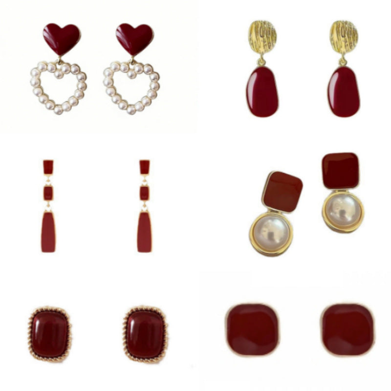 Women's Wine Red Retro Style Elegant High-grade Rings