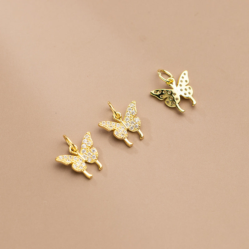 Gold Micro Inlaid Zircon Butterfly Female Pendants