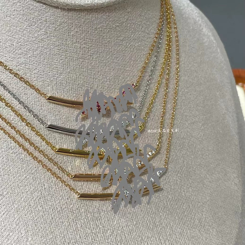 Bends Hitches Twisted Bow Half Diamond Full Rose Gold Clavicle Necklace