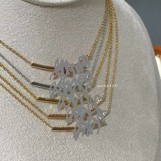 Bends Hitches Twisted Bow Half Diamond Full Rose Gold Clavicle Necklace