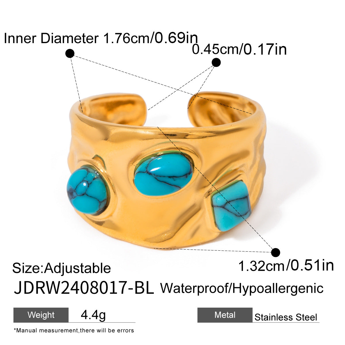 Steel Turquoise Open High-grade Titanium Hand Rings