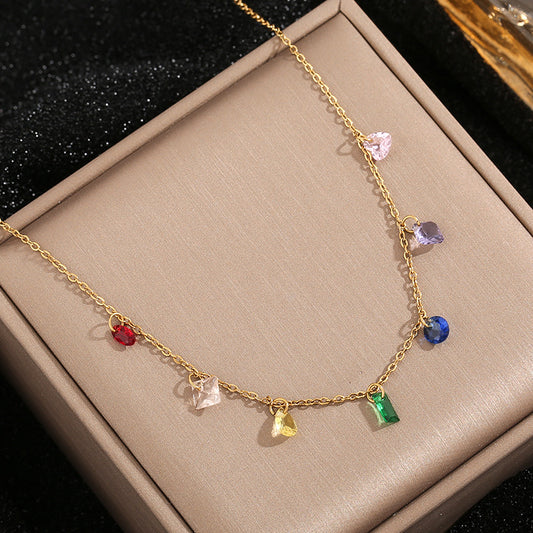 Clavicle Chain Midsummer Night Dream Rainbow Diamond Titanium Necklaces