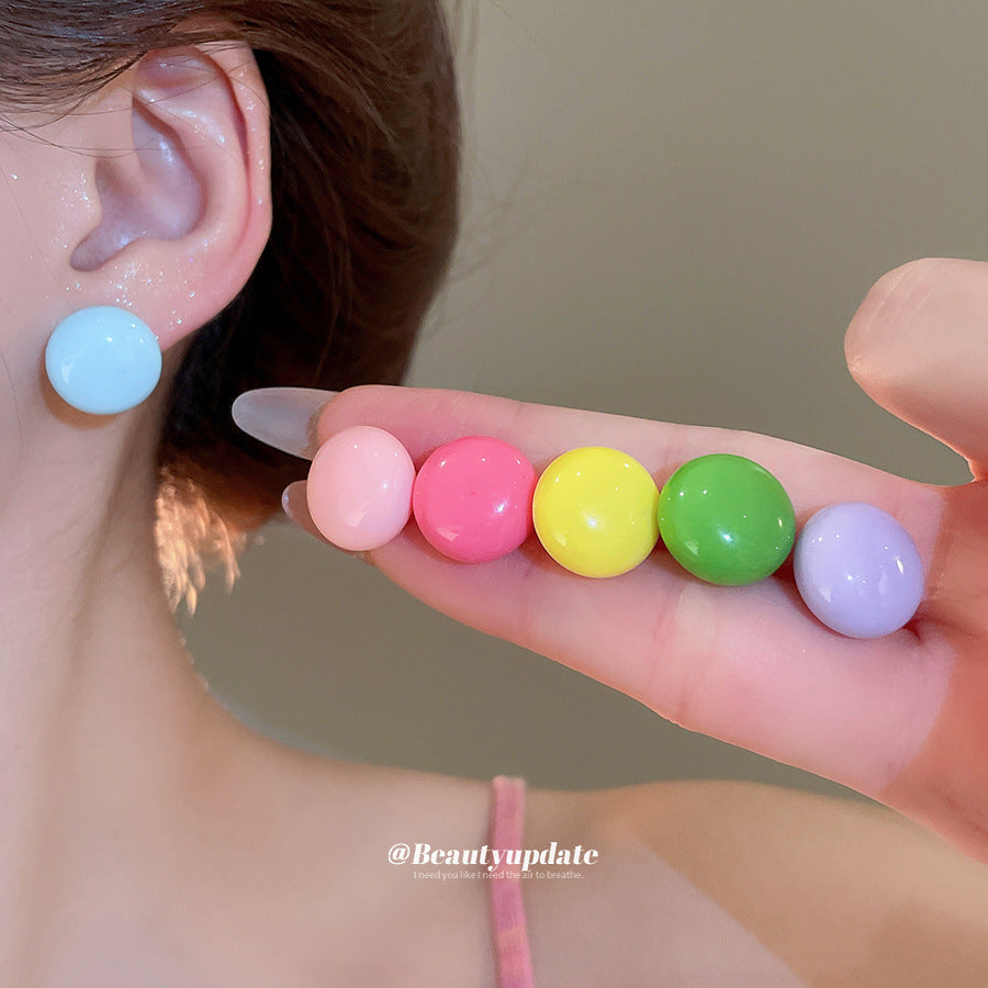 Sier Needle Color Bean-shaped Fresh Sweet Light Luxury High-grade Design Earrings