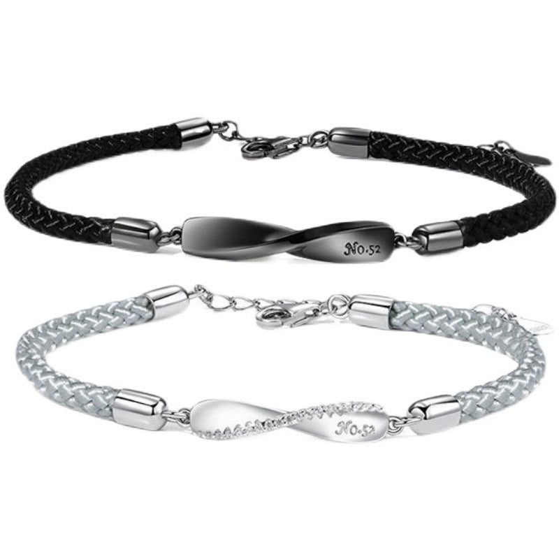 Women's & Men's Of And Black White Fashion Simple Woven Hand Strap Bracelets