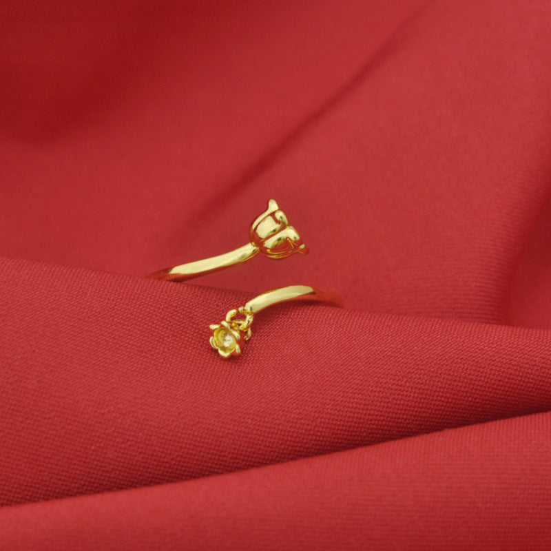 Movable Lily Fashionable Elegant Rose Super Rings