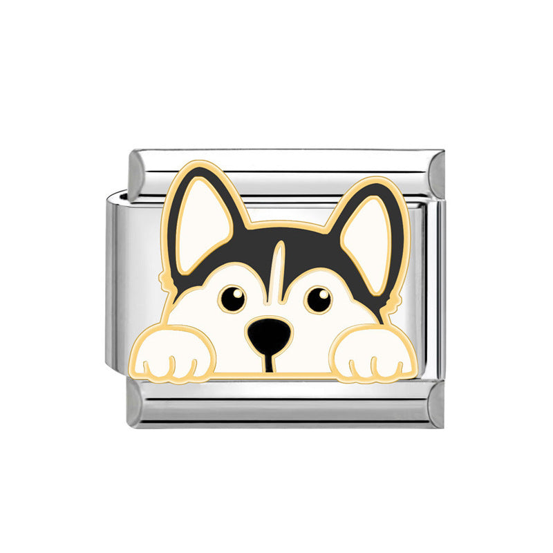 Hot Stainless Steel Italian Module Puppy Pattern Free Bracelet