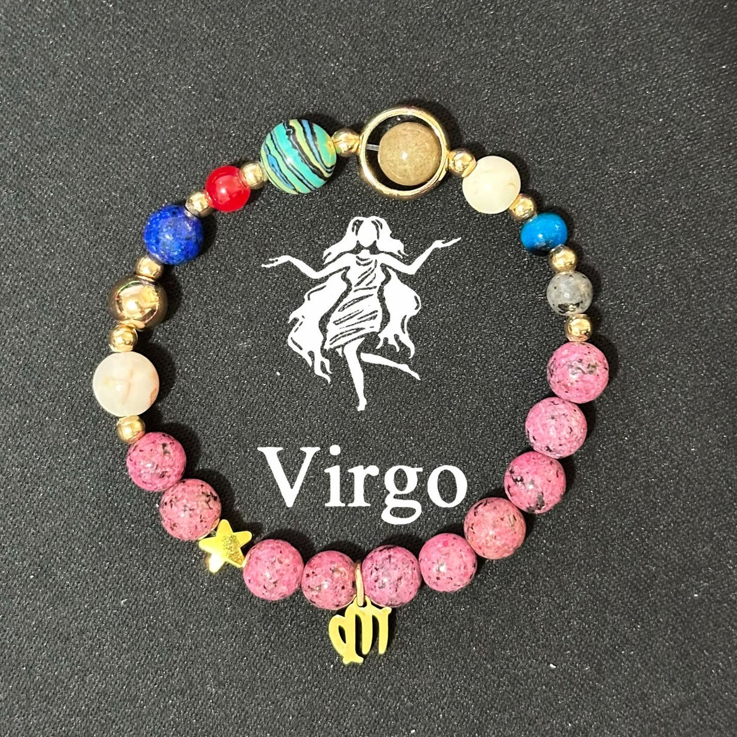 Planets Twee Constellations Natural Stone Blue Black Bracelet