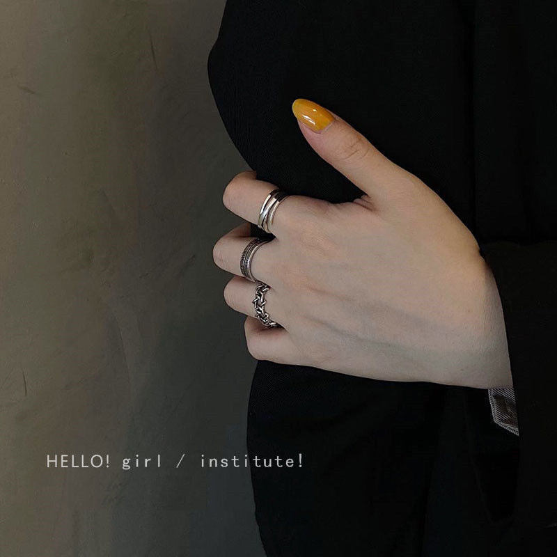 Women's Design Cold Style Index Finger Little Retro Distressed Roman Digital Ring