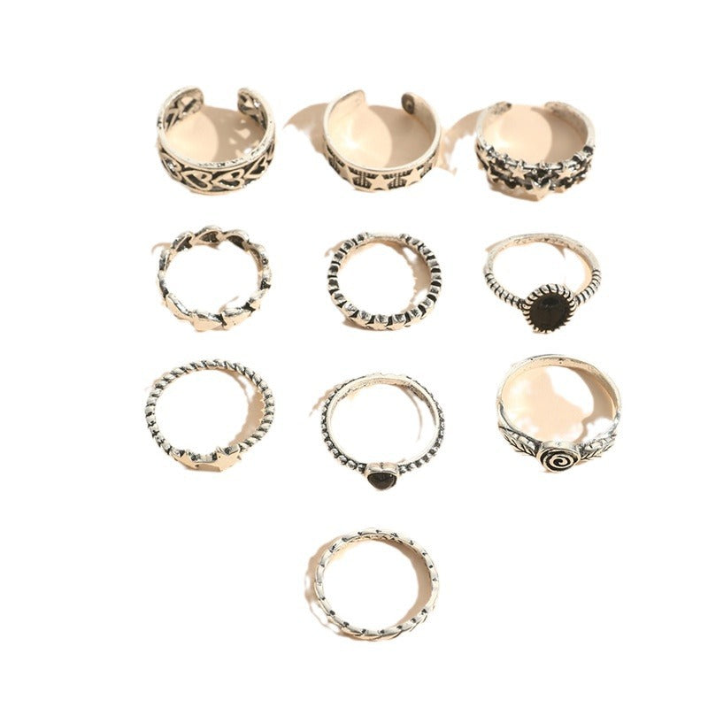 Moon Hollow Love Heart Five-pointed Rose Ring