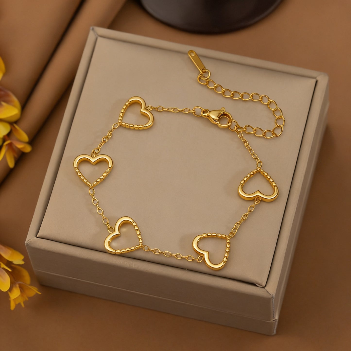 Stainless Steel Hollow Electroplated Pattern Female Bracelets